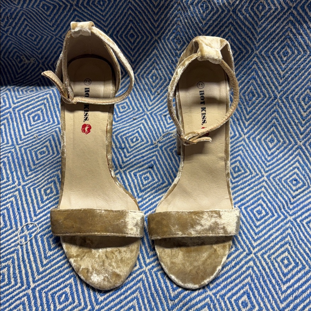 Velvet Ankle Strap Sandals